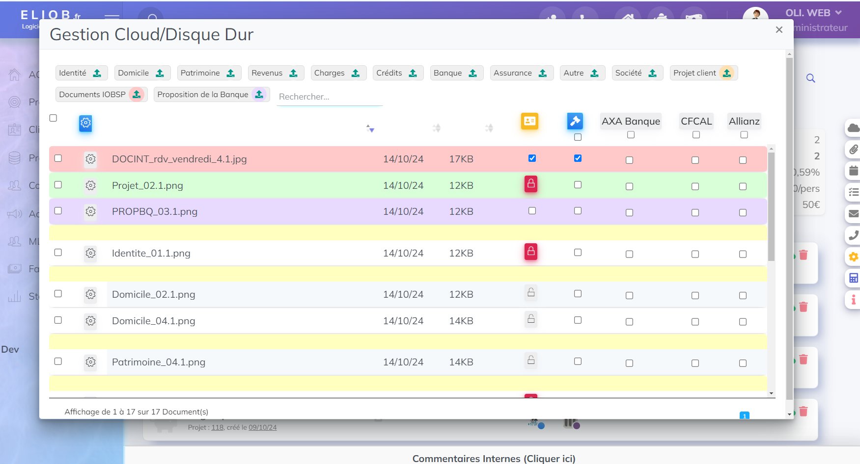 Cloud Client - Disque dur stockant tous les documents constitutifs d'une demand de financement