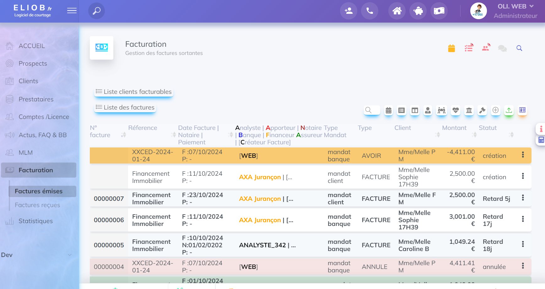 Gestion Facturation internes et externes  