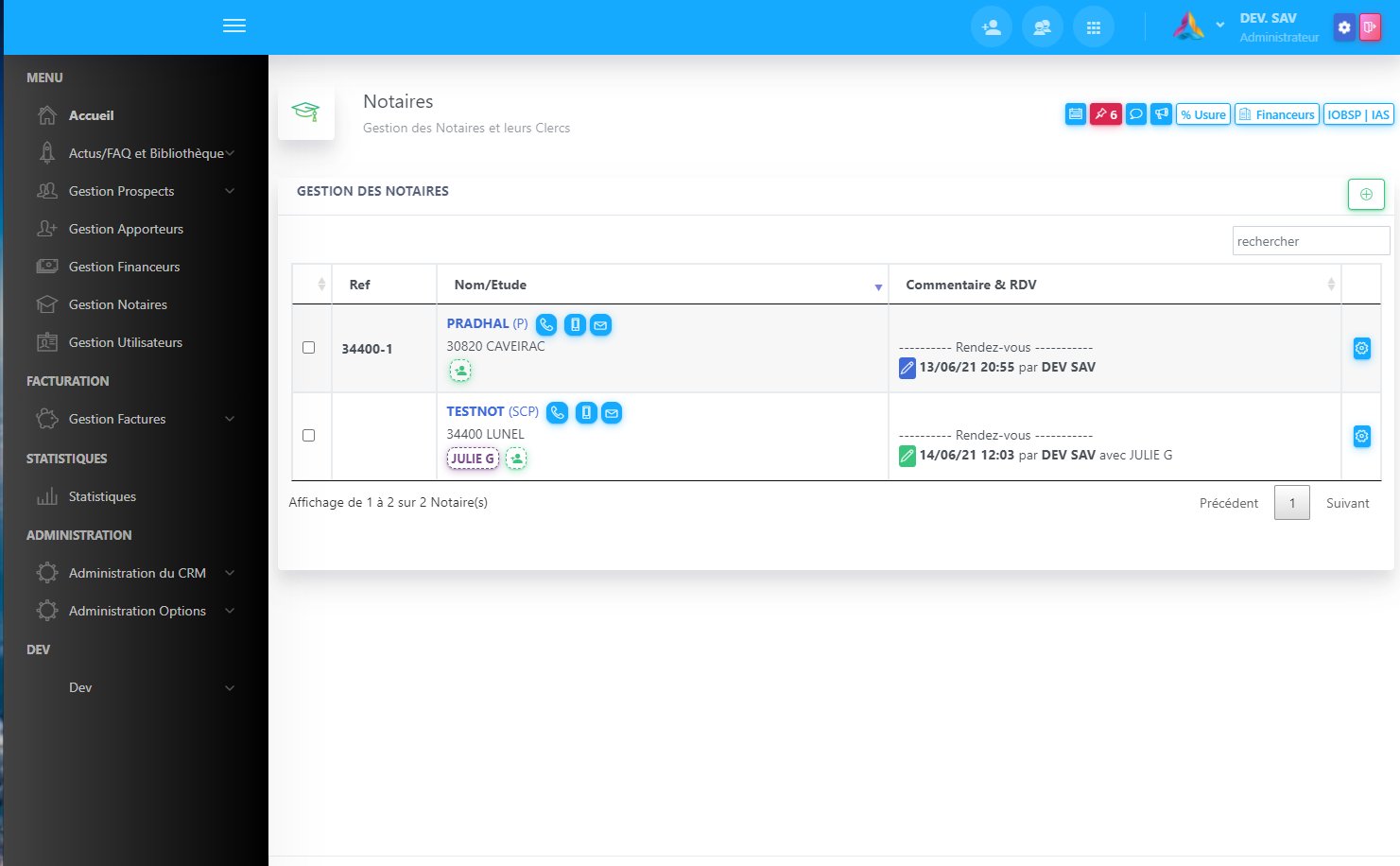 Gestion Notaires et leurs personnels  